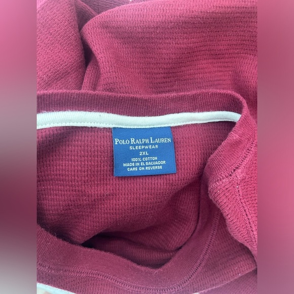 Polo Ralph Lauren Sleepwear Men’s 2XL Knit Long Sleeve Shirt Red Cotton - Picture 3 of 5